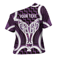 Aotearoa Atua Tangaroa Personalised Cross Shoulder Shirt God Of The Sea Maori Whale Tail Purple