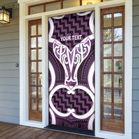 Aotearoa Atua Tangaroa Personalised Door Cover God Of The Sea Maori Whale Tail Purple