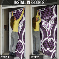 Aotearoa Atua Tangaroa Personalised Door Cover God Of The Sea Maori Whale Tail Purple