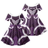 Aotearoa Atua Tangaroa Personalised Family Matching Long Sleeve Bodycon Dress and Hawaiian Shirt God Of The Sea Maori Whale Tail Purple