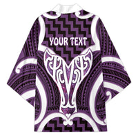 Aotearoa Atua Tangaroa Personalised Kimono God Of The Sea Maori Whale Tail Purple