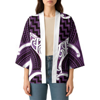 Aotearoa Atua Tangaroa Personalised Kimono God Of The Sea Maori Whale Tail Purple