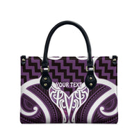 Aotearoa Atua Tangaroa Personalised Leather Bag God Of The Sea Maori Whale Tail Purple