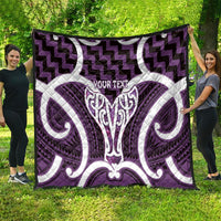 Aotearoa Atua Tangaroa Personalised Quilt God Of The Sea Maori Whale Tail Purple
