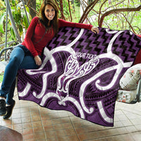 Aotearoa Atua Tangaroa Personalised Quilt God Of The Sea Maori Whale Tail Purple