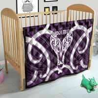 Aotearoa Atua Tangaroa Personalised Quilt God Of The Sea Maori Whale Tail Purple