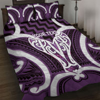 Aotearoa Atua Tangaroa Personalised Quilt Bed Set God Of The Sea Maori Whale Tail Purple
