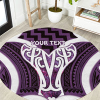 Aotearoa Atua Tangaroa Personalised Round Carpet God Of The Sea Maori Whale Tail Purple