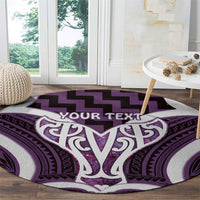 Aotearoa Atua Tangaroa Personalised Round Carpet God Of The Sea Maori Whale Tail Purple