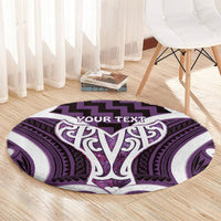 Aotearoa Atua Tangaroa Personalised Round Carpet God Of The Sea Maori Whale Tail Purple