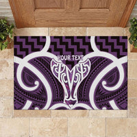 Aotearoa Atua Tangaroa Personalised Rubber Doormat God Of The Sea Maori Whale Tail Purple