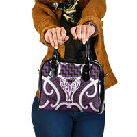 Aotearoa Atua Tangaroa Personalised Shoulder Handbag God Of The Sea Maori Whale Tail Purple