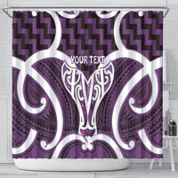 Aotearoa Atua Tangaroa Personalised Shower Curtain God Of The Sea Maori Whale Tail Purple
