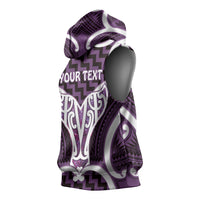 Aotearoa Atua Tangaroa Personalised Sleeveless Hoodie God Of The Sea Maori Whale Tail Purple