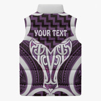 Aotearoa Atua Tangaroa Personalised Sleeveless Puffer Jacket God Of The Sea Maori Whale Tail Purple
