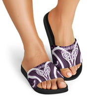 Aotearoa Atua Tangaroa Personalised Slide Sandals God Of The Sea Maori Whale Tail Purple