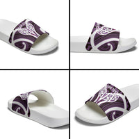 Aotearoa Atua Tangaroa Personalised Slide Sandals God Of The Sea Maori Whale Tail Purple