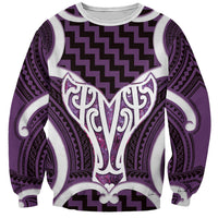 Aotearoa Atua Tangaroa Personalised Sweatshirt God Of The Sea Maori Whale Tail Purple