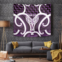 Aotearoa Atua Tangaroa Personalised Tapestry God Of The Sea Maori Whale Tail Purple