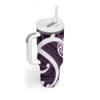 Aotearoa Atua Tangaroa Personalised Tumbler With Handle God Of The Sea Maori Whale Tail Purple