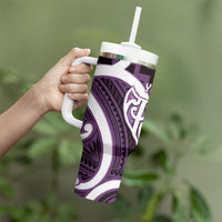Aotearoa Atua Tangaroa Personalised Tumbler With Handle God Of The Sea Maori Whale Tail Purple
