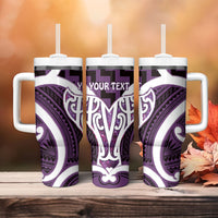 Aotearoa Atua Tangaroa Personalised Tumbler With Handle God Of The Sea Maori Whale Tail Purple