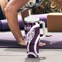 Aotearoa Atua Tangaroa Personalised Tumbler With Handle God Of The Sea Maori Whale Tail Purple