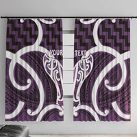 Aotearoa Atua Tangaroa Personalised Window Curtain God Of The Sea Maori Whale Tail Purple