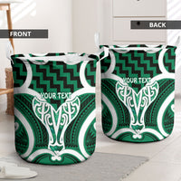 Aotearoa Atua Tangaroa Personalised Laundry Basket God Of The Sea Maori Whale Tail Green