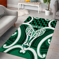 Aotearoa Atua Tangaroa Personalised Area Rug God Of The Sea Maori Whale Tail Green