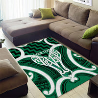 Aotearoa Atua Tangaroa Personalised Area Rug God Of The Sea Maori Whale Tail Green