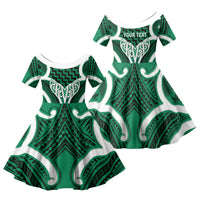 Aotearoa Atua Tangaroa Personalised Family Matching Mermaid Dress and Hawaiian Shirt God Of The Sea Maori Whale Tail Green