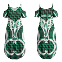 Aotearoa Atua Tangaroa Personalised Family Matching Summer Maxi Dress and Hawaiian Shirt God Of The Sea Maori Whale Tail Green