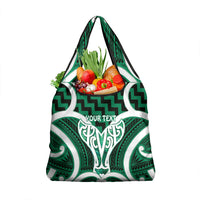 Aotearoa Atua Tangaroa Personalised Grocery Bag God Of The Sea Maori Whale Tail Green