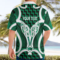 Aotearoa Atua Tangaroa Personalised Hawaiian Shirt God Of The Sea Maori Whale Tail Green