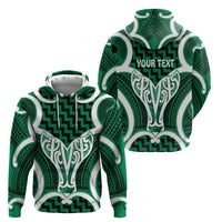 Aotearoa Atua Tangaroa Personalised Hoodie God Of The Sea Maori Whale Tail Green