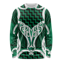 Aotearoa Atua Tangaroa Personalised Long Sleeve Shirt God Of The Sea Maori Whale Tail Green