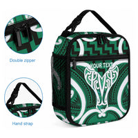 Aotearoa Atua Tangaroa Personalised Lunch Bag God Of The Sea Maori Whale Tail Green
