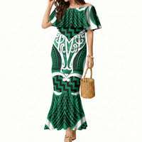 Aotearoa Atua Tangaroa Personalised Mermaid Dress God Of The Sea Maori Whale Tail Green