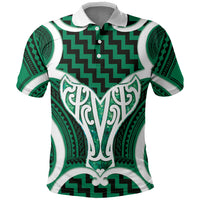 Aotearoa Atua Tangaroa Personalised Polo Shirt God Of The Sea Maori Whale Tail Green