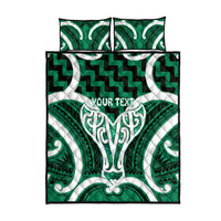 Aotearoa Atua Tangaroa Personalised Quilt Bed Set God Of The Sea Maori Whale Tail Green