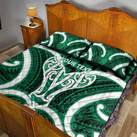 Aotearoa Atua Tangaroa Personalised Quilt Bed Set God Of The Sea Maori Whale Tail Green