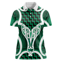 Aotearoa Atua Tangaroa Personalised Women Polo Shirt God Of The Sea Maori Whale Tail Green