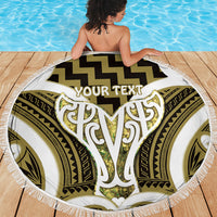 Aotearoa Atua Tangaroa Personalised Beach Blanket God Of The Sea Maori Whale Tail Yellow