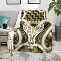 Aotearoa Atua Tangaroa Personalised Blanket God Of The Sea Maori Whale Tail Yellow