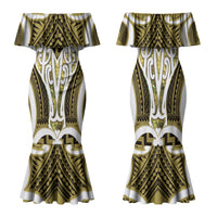 Aotearoa Atua Tangaroa Personalised Family Matching Mermaid Dress and Hawaiian Shirt God Of The Sea Maori Whale Tail Yellow