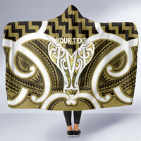 Aotearoa Atua Tangaroa Personalised Hooded Blanket God Of The Sea Maori Whale Tail Yellow