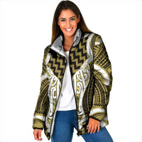 Aotearoa Atua Tangaroa Personalised Padded Jacket God Of The Sea Maori Whale Tail Yellow