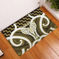 Aotearoa Atua Tangaroa Personalised Rubber Doormat God Of The Sea Maori Whale Tail Yellow