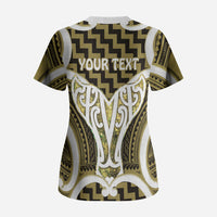 Aotearoa Atua Tangaroa Personalised Scrub Top God Of The Sea Maori Whale Tail Yellow